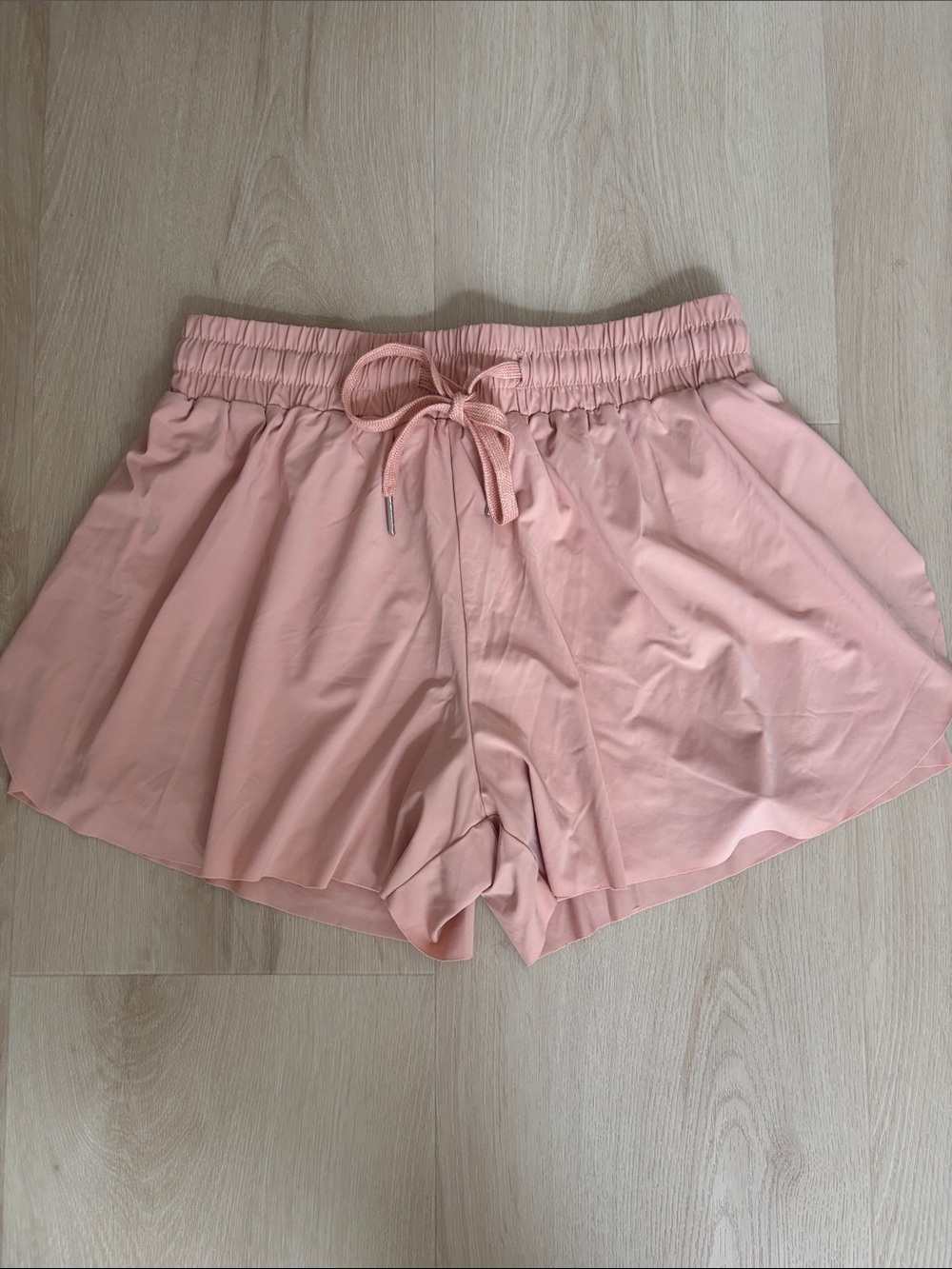 Worn Once Blush Pink Elastic Drawstring Flutter Shorts